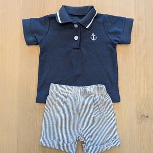 Badgley Mischka Navy Polo & Shorts Baby